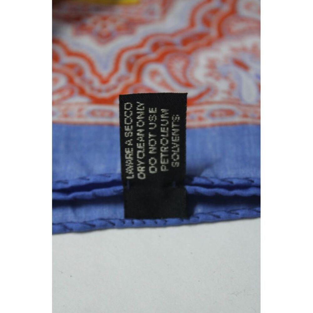 Etro Mens Paisley Mandala Print Woven Pocket Square Red Yellow Blue Cotton 16.5" - Picture 5 of 10